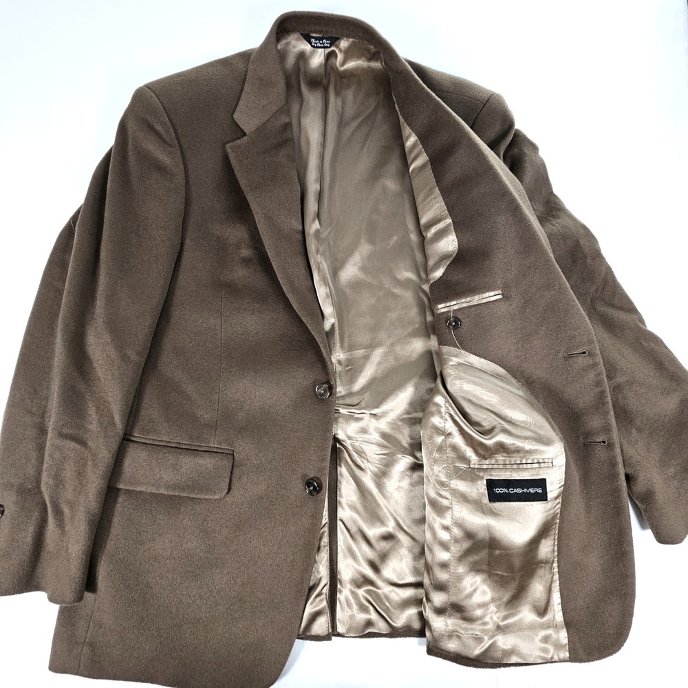 Haspel Mens 100% Cashmere Sport Coat Blazer Brown 40R B1002 Two Button Jacket